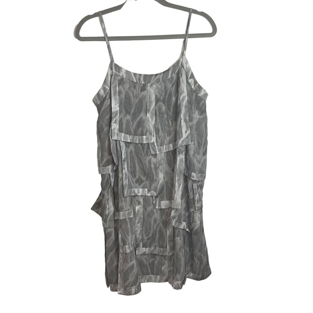 Halston Heritage Womens Dress Size Large Gray Layer Shift Mini Sleeveless